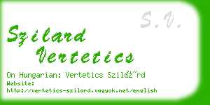 szilard vertetics business card